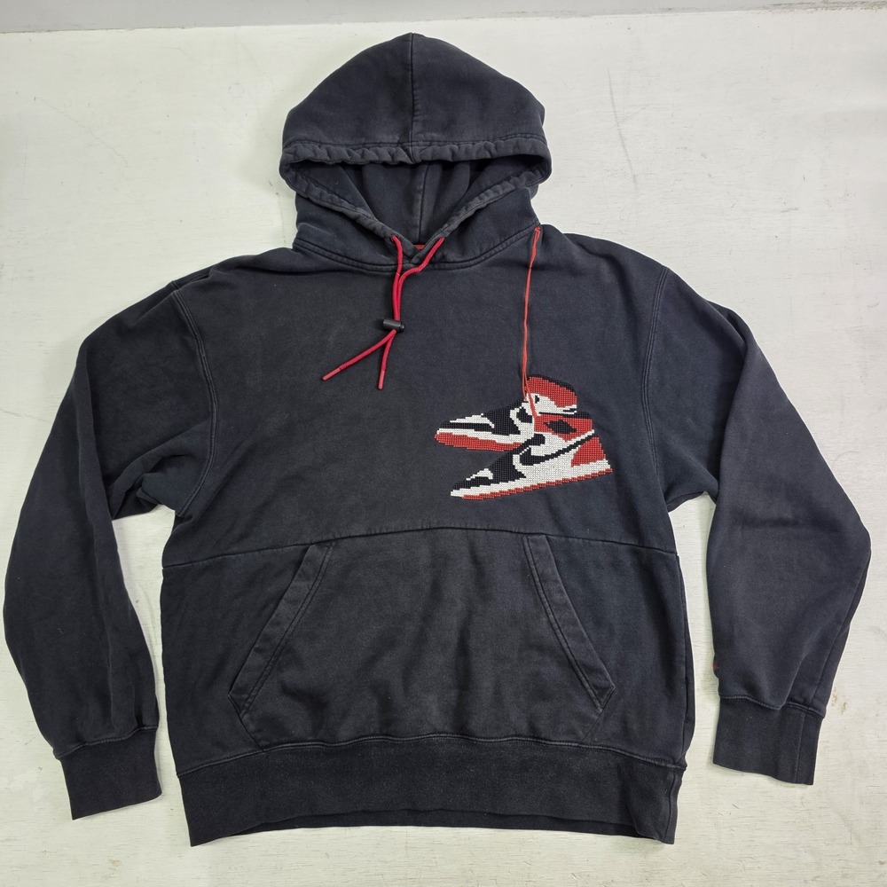 Jordan Jumpman Holiday Hoodie Pullover Embroidered Shoes Swoosh Black Mens M VG